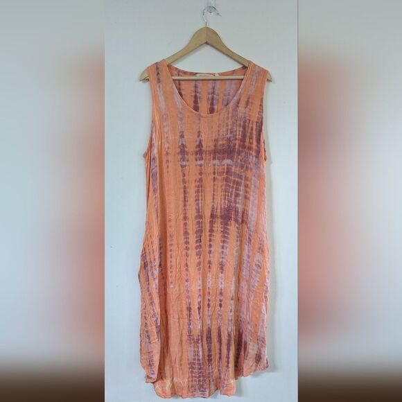 Soft Surroundings Found Paradise Heavenly Soft Tie Dye Midi Tank Dress 1X - Picture 1 of 4
